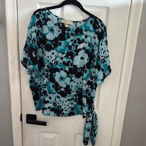 Michael Kors Black and Blue Floral Blouse